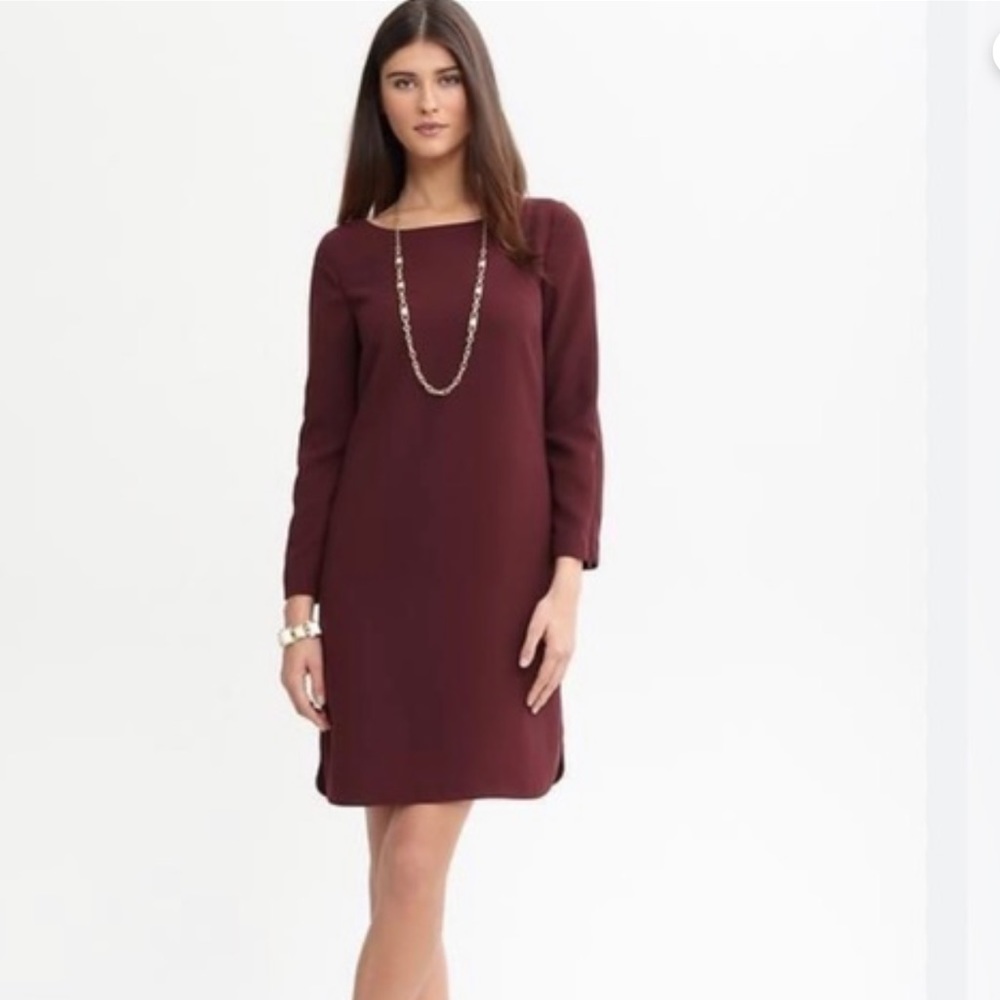 Burgundy Banana Republic Crepe Shift dress